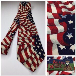Beans McGee American Flag Print Mens Tie Patriotic Necktie